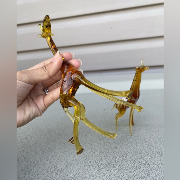 Russian Hand Blown Art Glass Giraffes Figures Mom and Baby - Picture 4 of 10